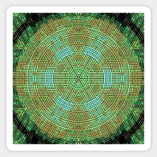 Weave Mandala Green and Orange Sticker